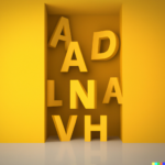 “3d render of letters in a yellow room” Profile George × DALL·E Human & AI