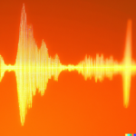 “3d render of sound waves on an orange background” Profile George × DALL·E Human & AI